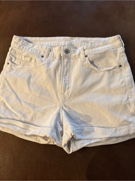 Old Navy Pants - Old Navy White Denim High Rise OG Straight Cuffed Women's Shorts